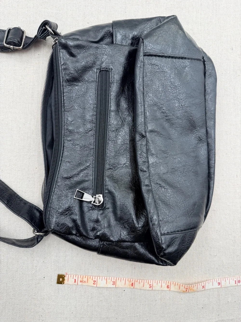 Black Multi-Zip Crossbody Shoulder Bag